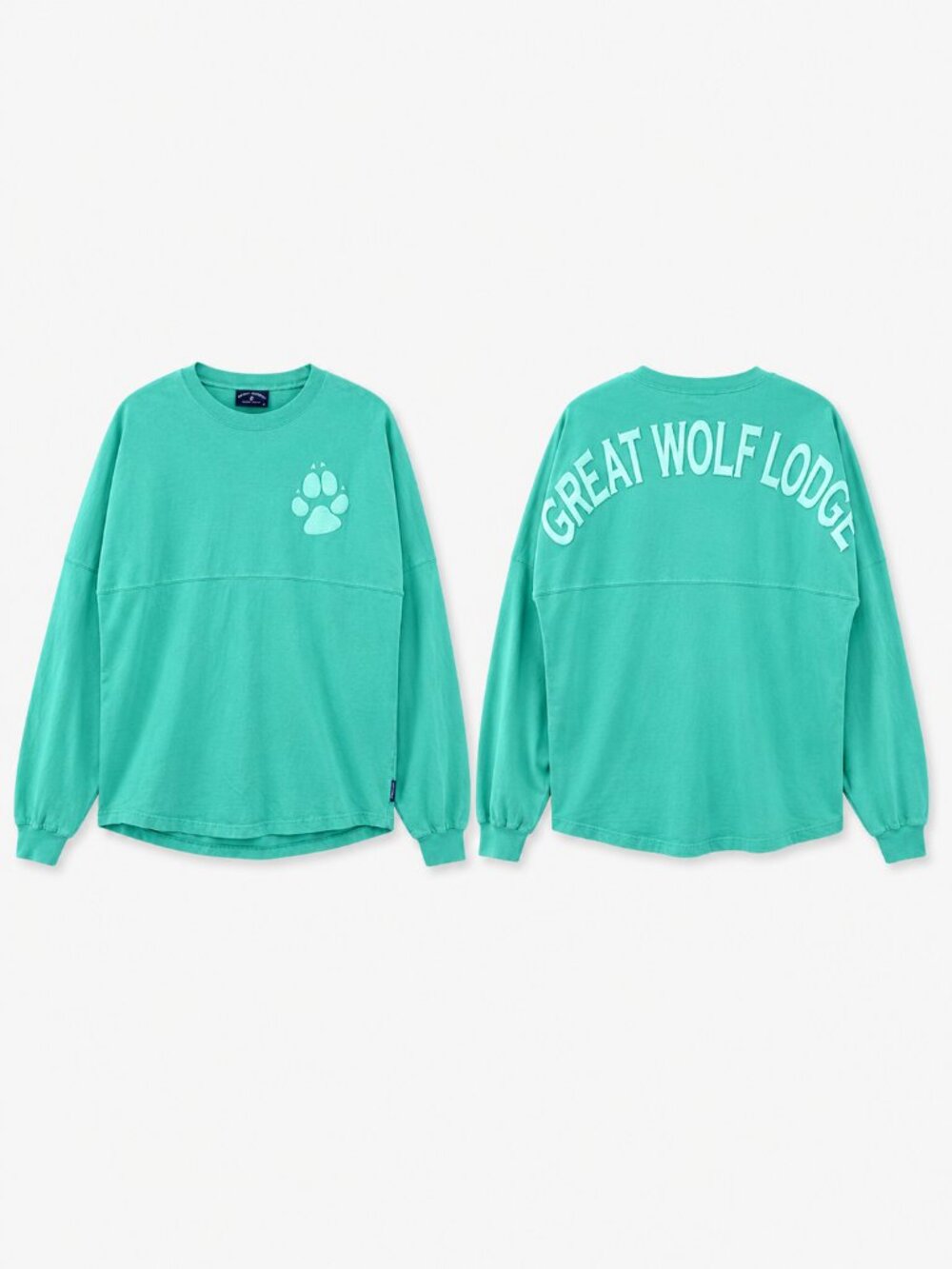 Spirit Jersey Great Wolf Lodge Paw Print Teal Oversized Long Sleeve Top S